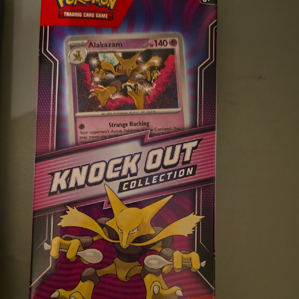 Pokemon Knock Out Collection with Alakazam Card - Purple and Yellow